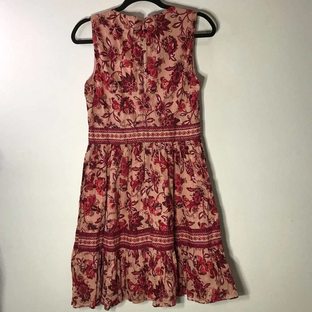 Kate Spade New York Sleeveless Paisley Blossom Dress Conch Shell Womens Sz 6